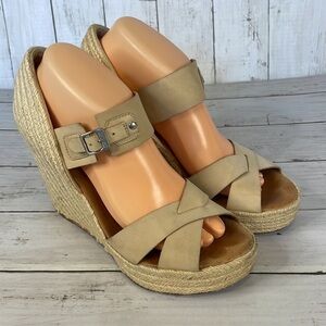 Hunter Anegada Leather Espadrille Wedge Sandals